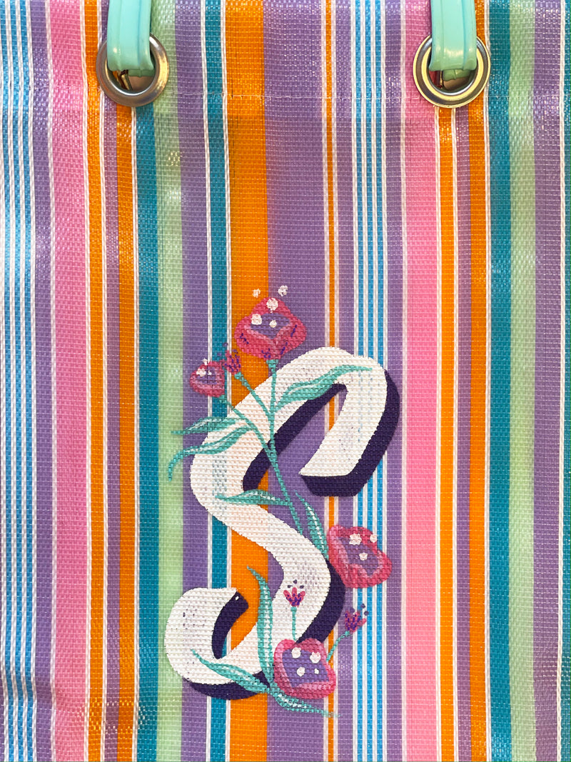 VIBALA Tasche (mehrfarbig) mit Initialen, kreiert und handbemalt vom Künstler PATO.