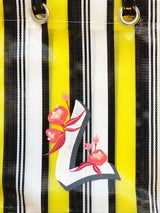 Cabas VIBALA (jaune/noir/blanc) avec initiales peintes à la main par l’artiste PATO / A / E / L / S