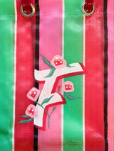 Cabas VIBALA (rouge/vert/rose) avec initiales peintes à la main par l’artiste PATO / B / F / A / L / S / R / N