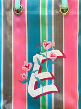 VIBALA Tasche (türkis/rosa/grau) mit Initialen, kreiert und handbemalt vom Künstler PATO.