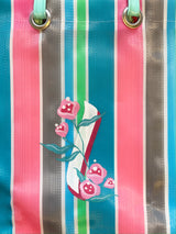 VIBALA Tasche (türkis/rosa/grau) mit Initialen, kreiert und handbemalt vom Künstler PATO.